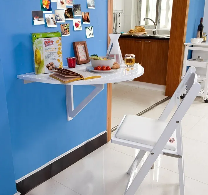 SoBuy FWT10-N Wood Half-round Folding Wall-mounted Drop-leaf Dining Table Desk Workstation