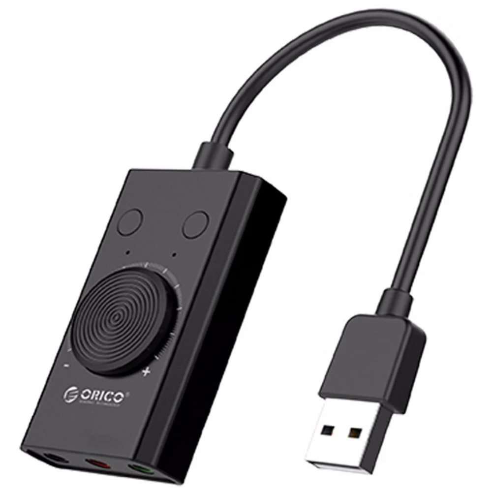 

Orico External Usb Sound Card Stereo Mic Speaker Headset Audio Jack Cable Adapter Mute Switch Volume Adjustment