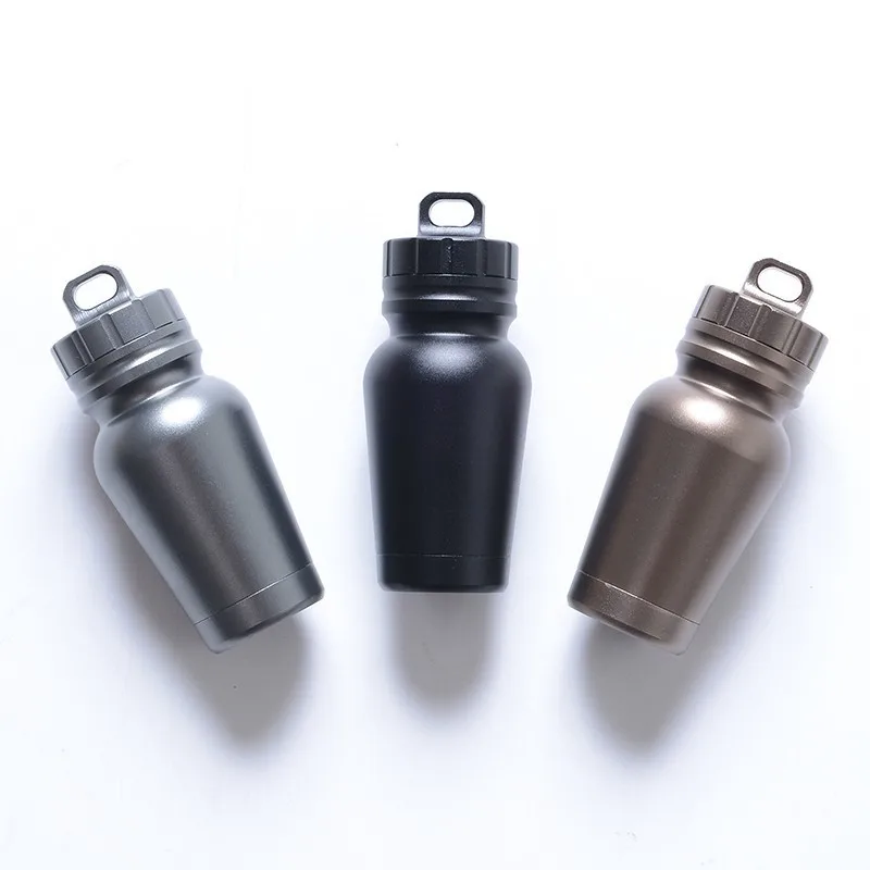 

Aluminum Alloy Waterproof Emergency Medicine Bottle EDC Outdoor Survival Tool Canister Seal Capsule Camping Aid Container