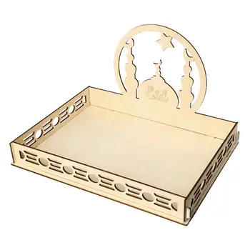 

Islam Eid Mubarak Ramadan Party Food Serving Tableware Wooden Moon & Star Dessert Pastry Tray Display Holder Decor Ornament