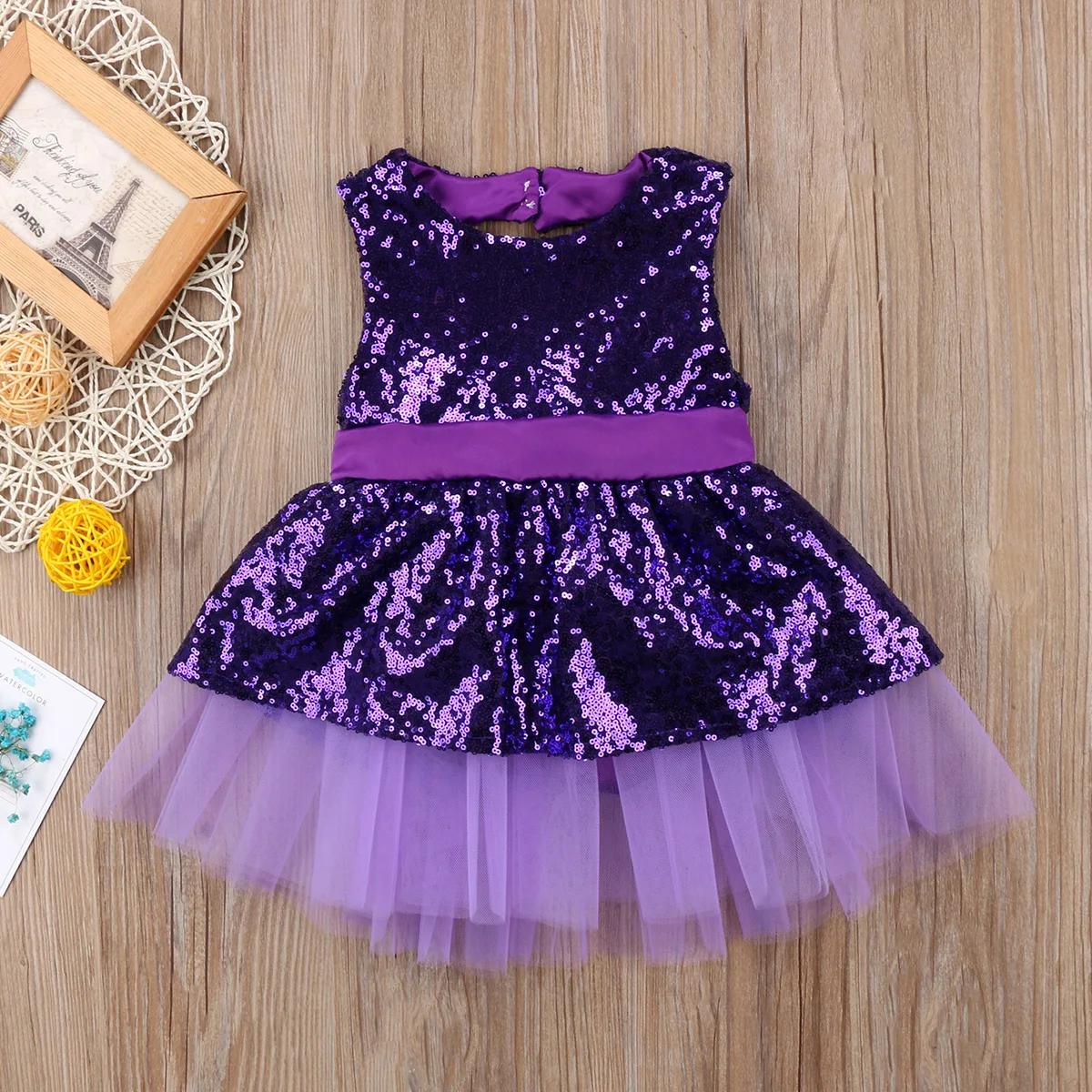 

Emmababy Girl Dress 6M-4Y Kids Baby Girls Sequins Lace Dress Party Wedding Bridesmaid Dresses
