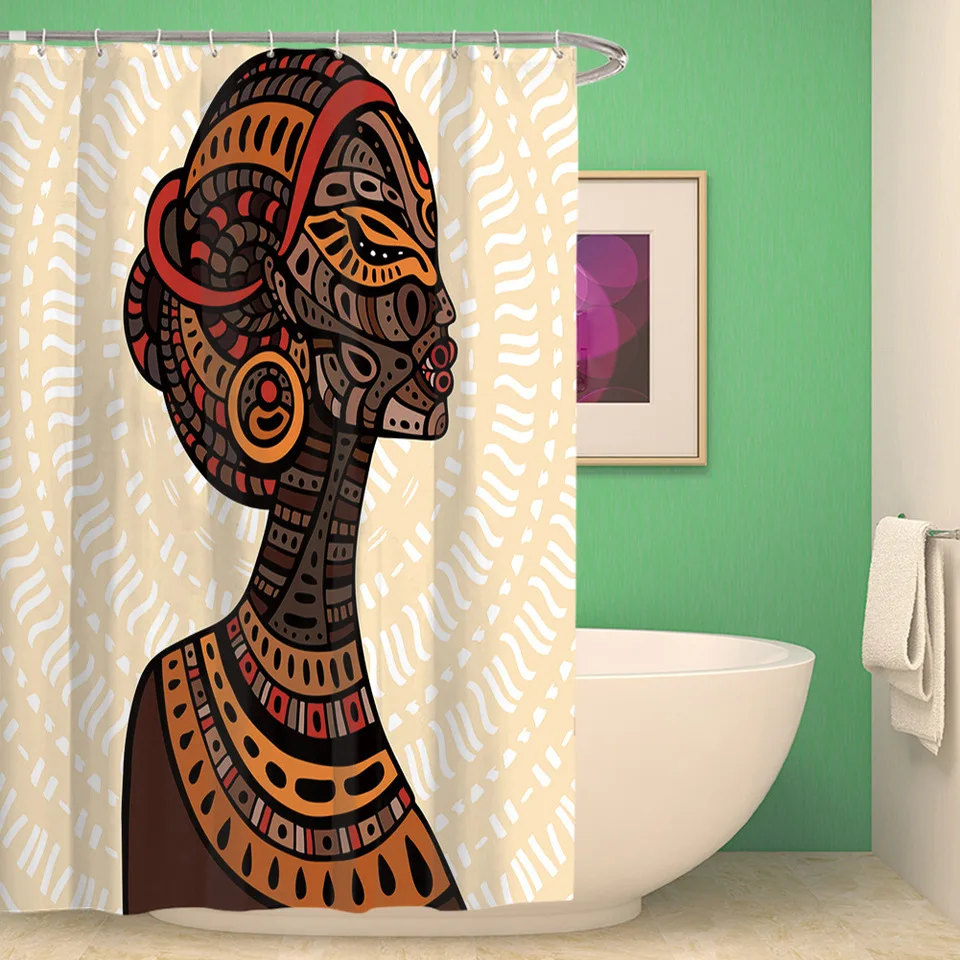 Africa Woman Girl водостойкая перегородка занавеска для ванной С 12 крючками душа Шторки