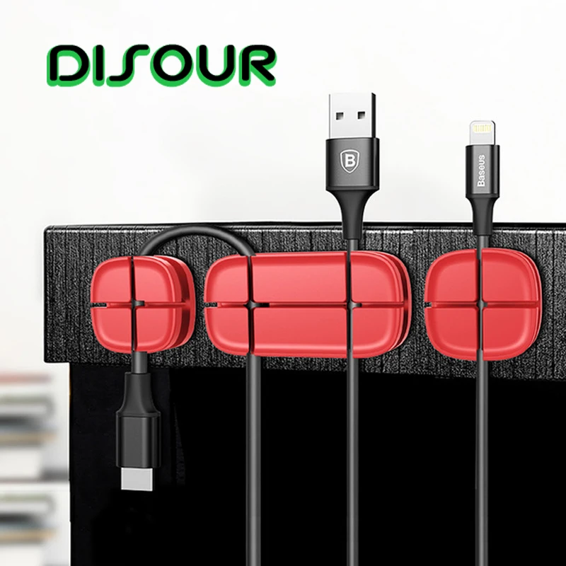 

DISOUR Wire Cable Organizer Key Cord Earphone Storage Holder Clips Cable Winder For Data Silicone Cable Winder Mouse Cable Clip