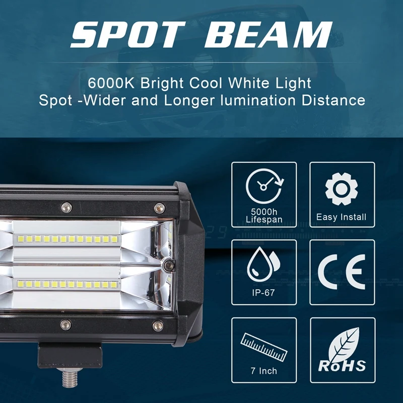 Skup 5 Cal 240W dwurzędowe Flood Bar 24000 lumenów jazdy mgła Led Off światła drogowe dla ciężarówek Je ep Atv Utv Suv Boat Marine, 1Pc