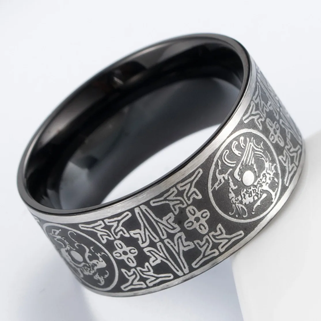 FntYcm, нордическая Руна Викинга, мужское кольцо из нержавеющей стали, древние звери-хранители, кольцо, дракон, белый тигр, резные свадебные кольца