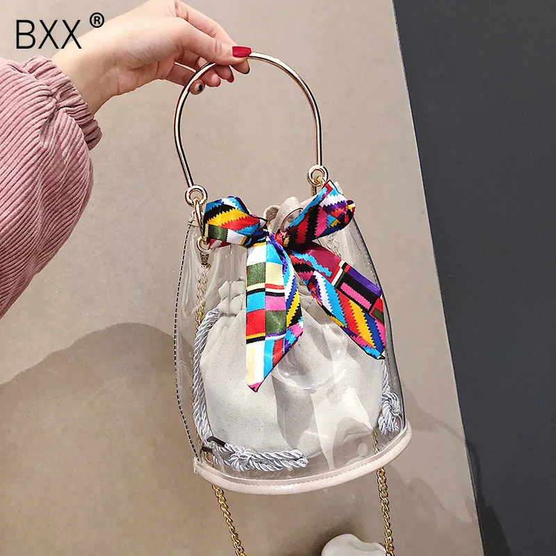 

[BXX] 2019 New Fashion Women Clear Transparent Shoulder Bag Jelly Candy Summer Fashion Chain Beach Handbag Messenger Bags HE143