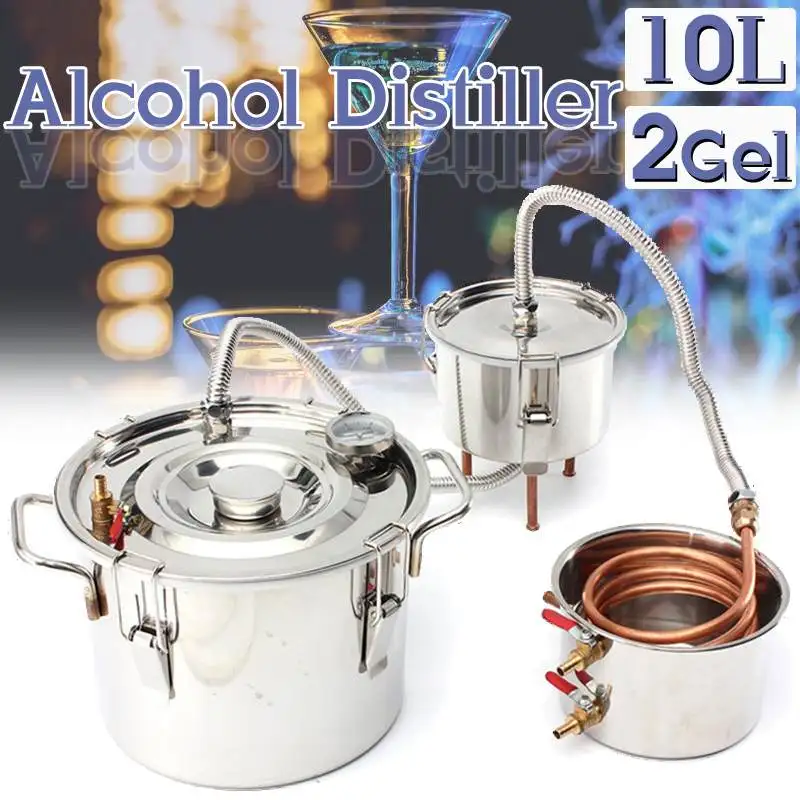 

10L DIY Home Distiller Moonshine Alcohol Stainless Copper Water Wine Essential Oil Brewing Kit +Thumper keg+Condenser Keg