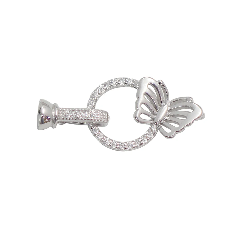 

Beadsnice 925 Sterling Silver Fold Over Clasp Necklace Clasp with Butterfly Zircon Handmade Jewelry Making Findings 39206