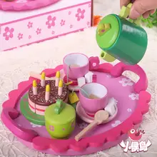 Новые деревянные зеленый, закуски день Детский чайный игровой набор детский игровой домик игрушка деревянный Чай притворяться игрушка игрушечный торт