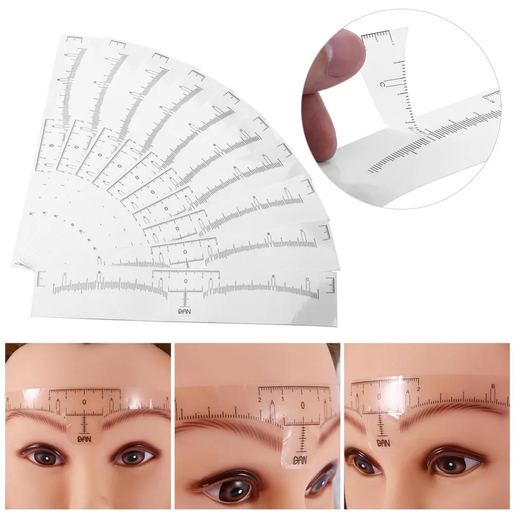 

10Pcs/set Microblading Eyebrow Ruler Stick Permanent Makeup Tebori Eyebrow Shaping Tools Tattoo Measurement Rulers Sticker