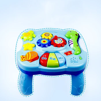 

Kids Music Learning Table Activity Center Toy Musical Instruments Educational Multifunctional Early Study Table with Animals