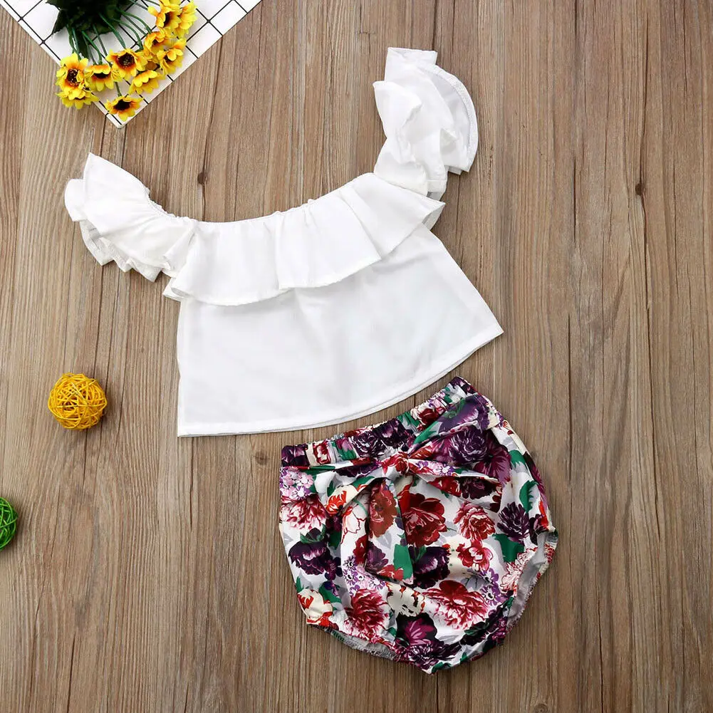 

Pudcoco Baby Girl Set 0-24M US Newborn Kids Baby Girls Crop Tops Floral Pants 2Pcs Summer Outfits Clothes