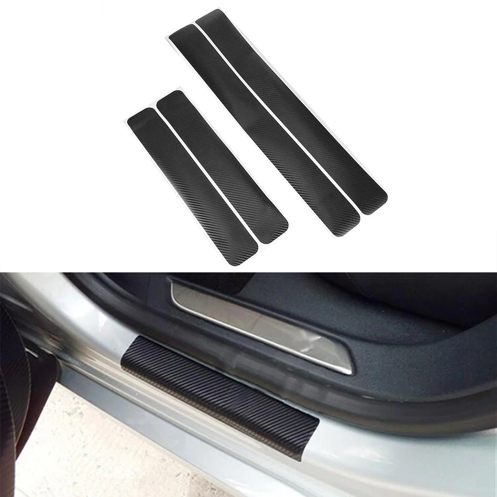 4* SUV Accessories Door Sill Scuff Welcome Pedal Protect Carbon Fiber Stickers