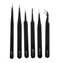 ESD10 для ESD15 6 шт Анти-статический Точность Пинцет с Керамика Пинцет медицинская сталь зажимы для электроники пайки Ручной инструмент