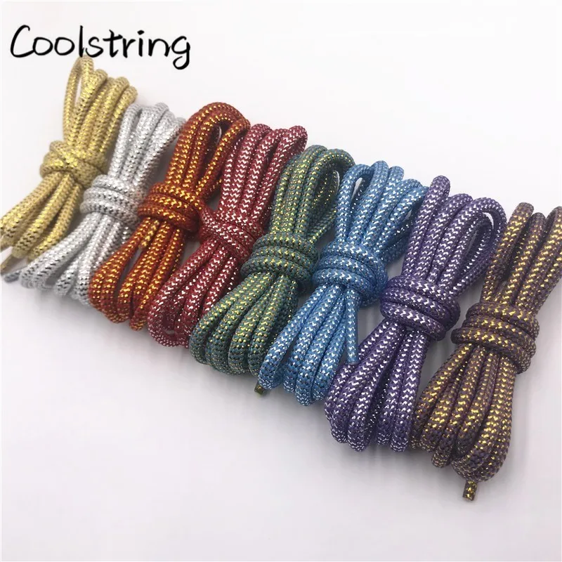 Coolstring Woman Wavy Black Gold White Silver Metallic Shoe Laces Glitter Shimmering Bootlaces For Women Lady Party Dress Boots