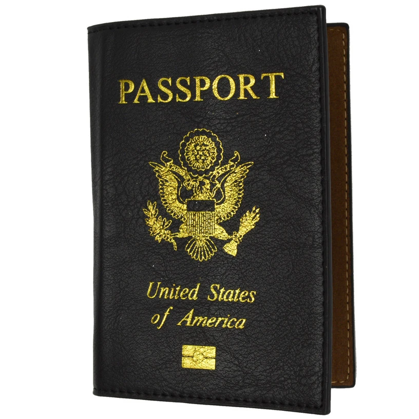 Genuine Leather USA Passport Wallet Holder Cover for Travel |