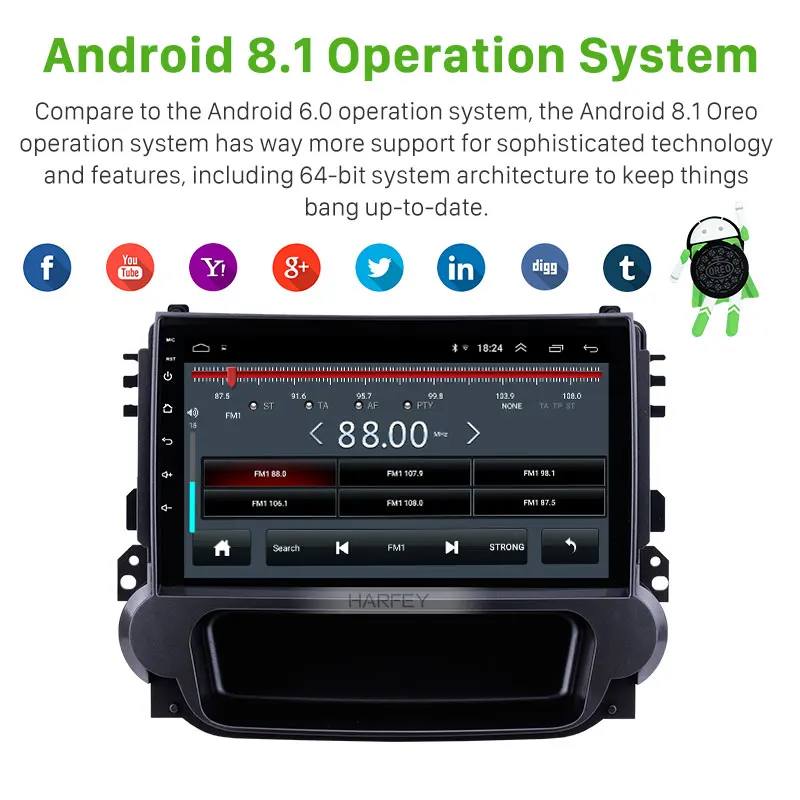 Harfey Android 9 1 для Chevy Chevrolet Malibu 2012 2014 дюймов радио GPS с Touchcreen резервная Bluetooth Камера DVR