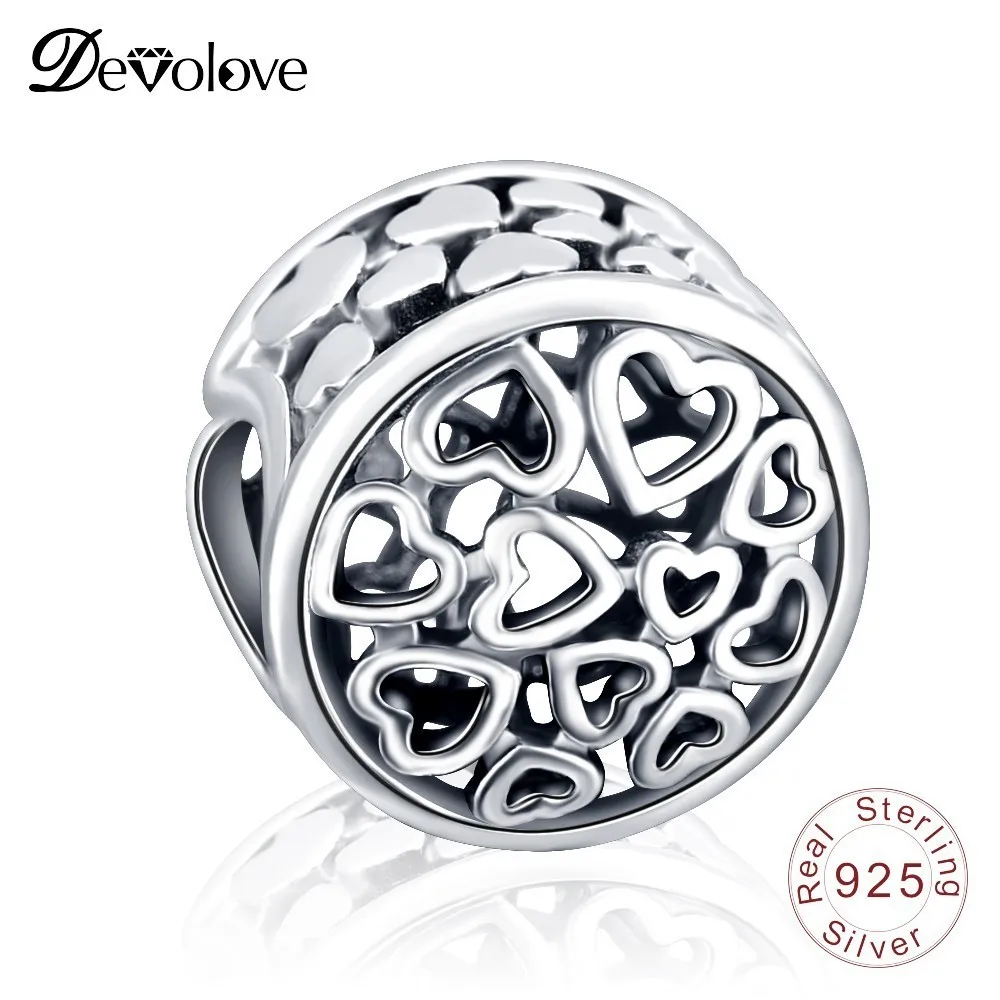 

Devolove Authentic 100% 925 Sterling Silver Love Clear CZ Beads Fit Pandora Original Charms Bracelet Jewelry Dropshipping