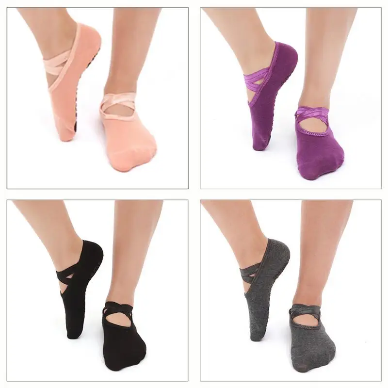 

Cotton Yoga Socks Non-slip Sweat Absorption Breathable Cross Instep Exposure Round Professional Sports Yoga Socks Ballet Socks