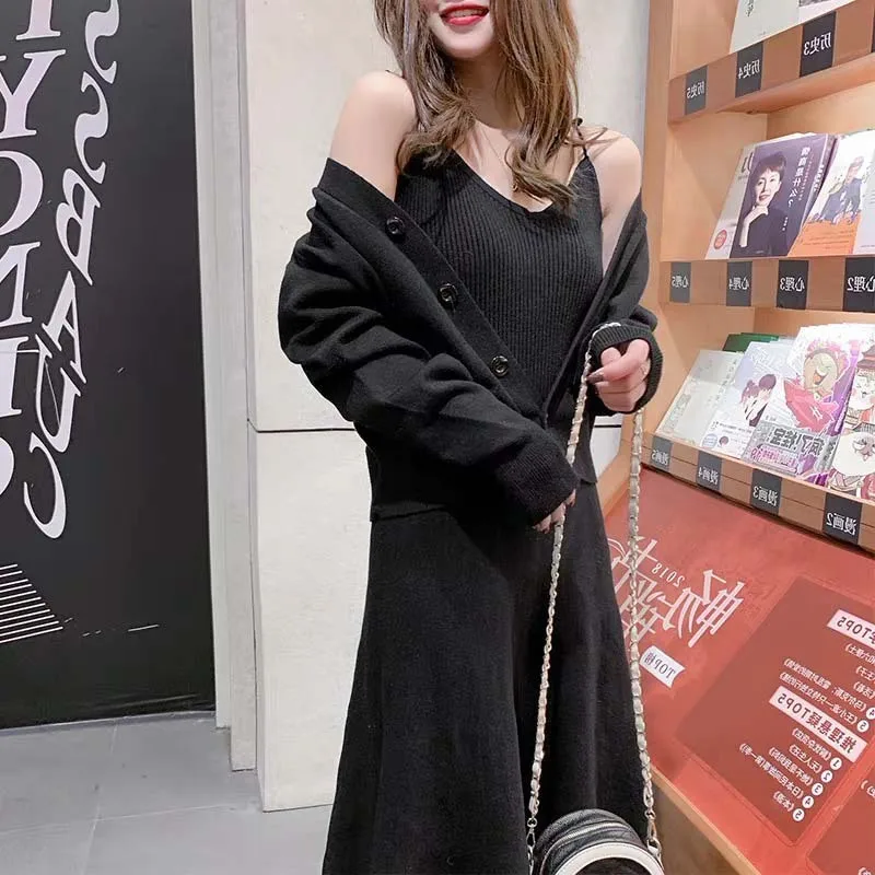 De Encolure 2019 Vêtements beige Printemps Tricot En Robe Femelle Femmes Costumes Décontractés black Nouveauté Et Manches Sans Red Caradigans V Ensemble À Luftmensch WfnF4F