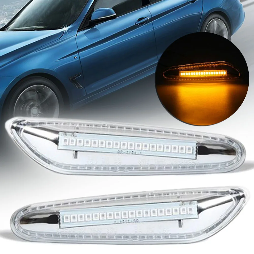

Car Light Source New Pair 12V ABS LED Side Marker Turn Signal Light Lamp For BMW E46 E60 E81 E90