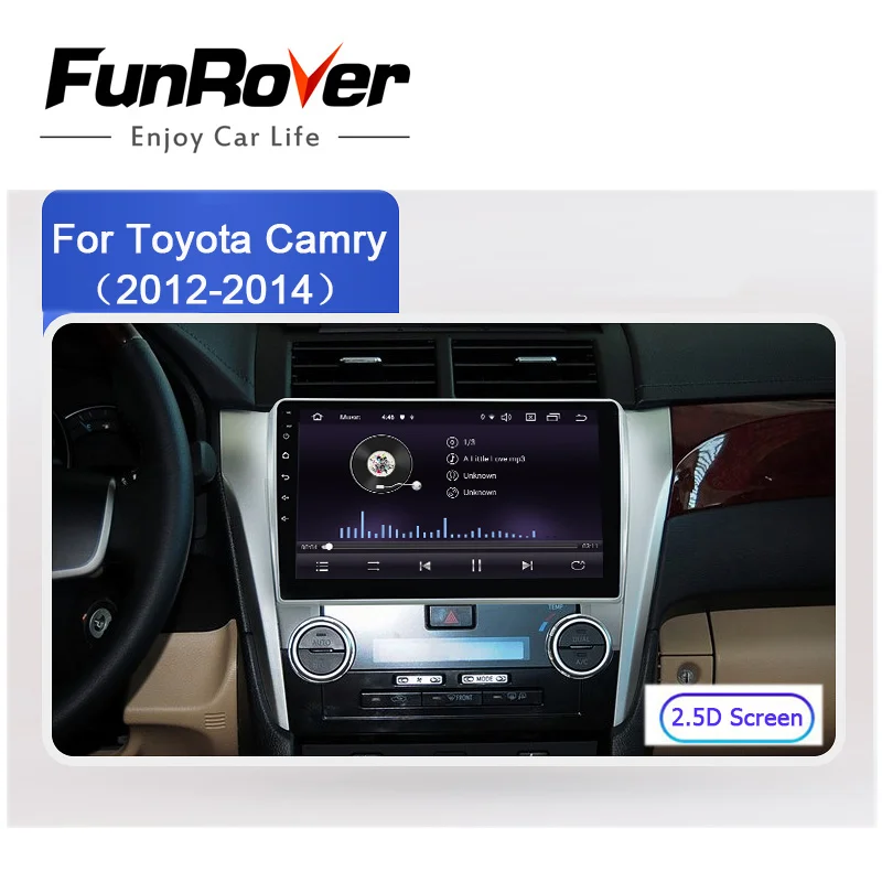 Perfect FUNROVER android 9.0 2.5D+IPS car dvd multimedia player For Toyota Camry 50 2012-2014 radio gps navigation system navi DSP RDS 1
