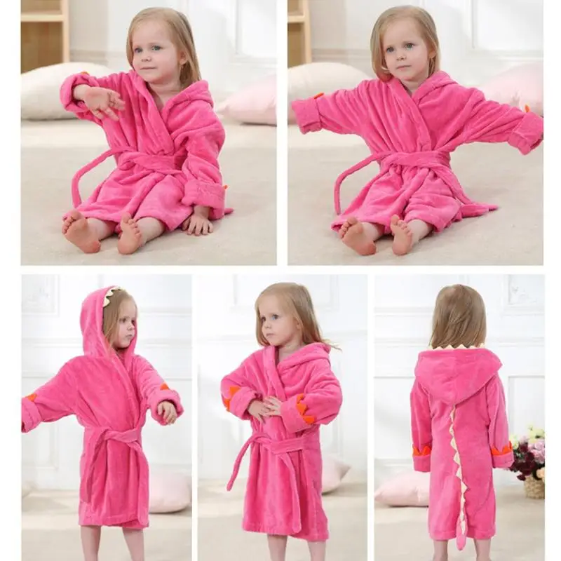 

Toddler Bathrobe Cute Dinosaur Hooded Cotton Kids Warm Fleece Bath Towel Towel Newborn Kids Infant Bathrobe 1-4Y