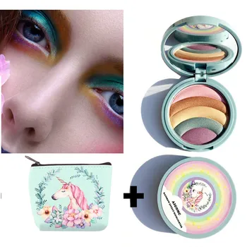 

Make Up Shimmer Highlighter Iluminador Contour Palette Glow Face Bronzer Powder Unicorn Rainbow Highlighter With Cosmetic Bag