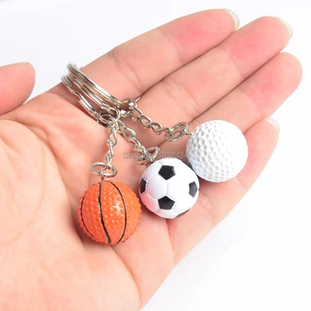 

120 pcs/ lot PU Basketball Tennis Key Chain Football Key Ring Sports Souvenir Promotion Gift