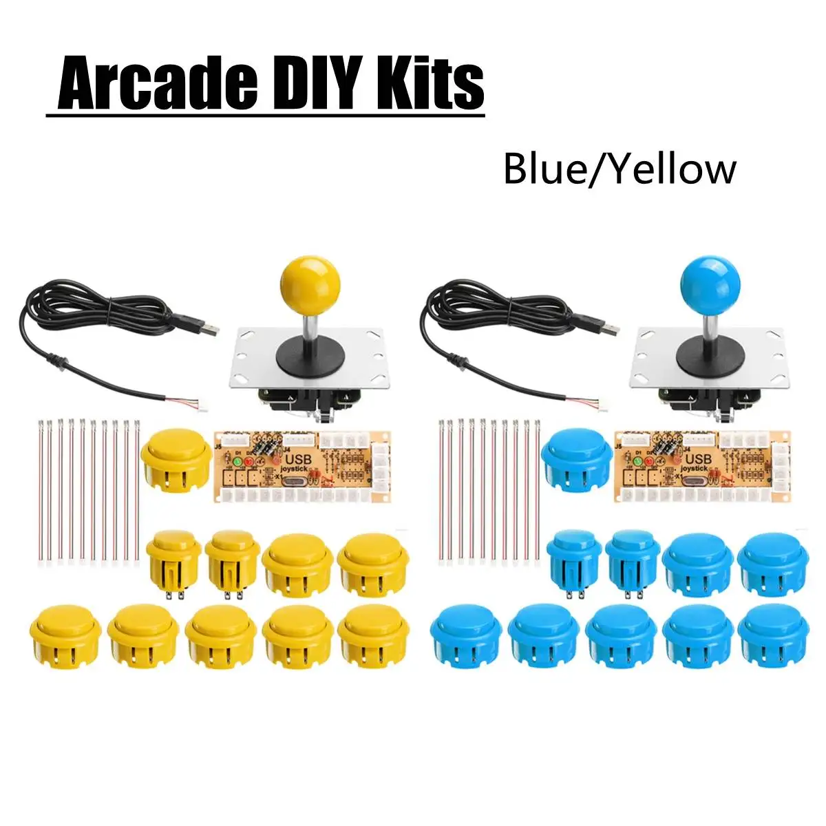 

Arcade Joystick DIY Kit Not Delay USB Controller PC to Arcade Joystick with Push Button Wire Harness Blue Yellow