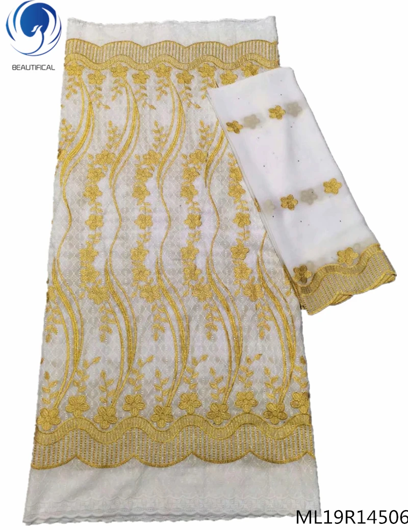 

BEAUTIFICAL african swiss voile lace fabric white swiss lace material free shipping with scarf 7yards/lot for party ML19R145