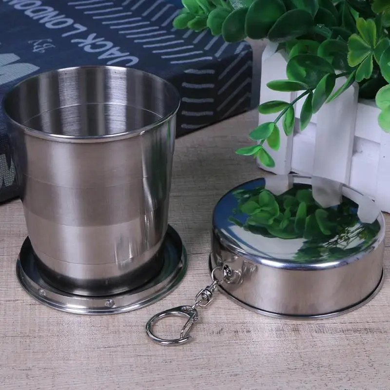 

250ml Outdoor Travel Stainless Steel Portable Retractable Metal Wine Folding Cup Glass Telescopic Folded Mug Outdoor Coffee Cups