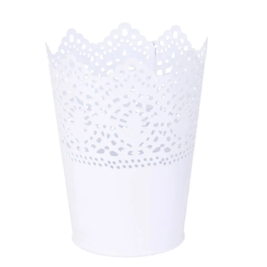

Promotion! Metal White cutting Plant vase Makeup pen pot brush holder Tidy desk organizer Storage basket -