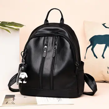 

2018 New Style Fashion Solid Tassel Women PU Leather Backpack Travel School Bag Rucksack Zipper Backpacks