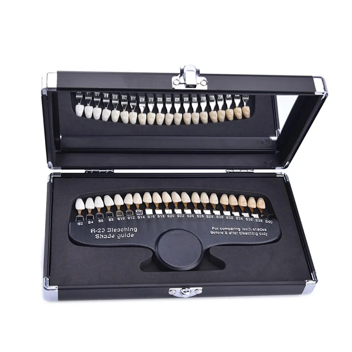 

20 Colors Teeth Whitening Dental Shade Guide Bleaching With Mirror Dental Tools Accessories Portable Dental Gadgets Palette