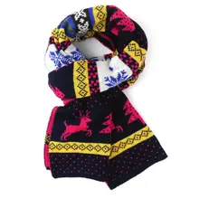 Рождественские подарки для маленьких девочек, вязаный шарф с принтом оленя, теплые шали, богемные шарфы