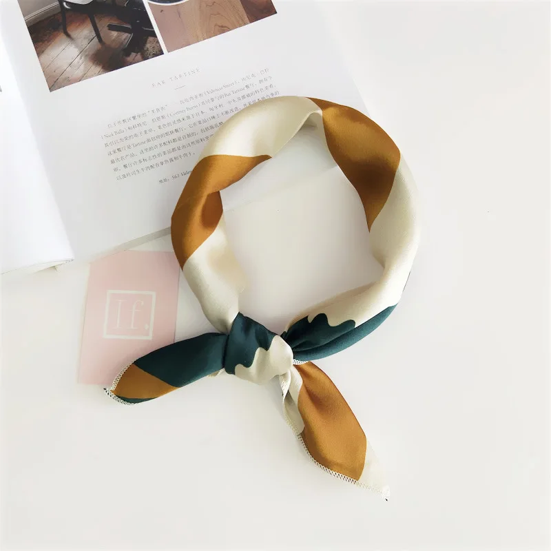 New Fashion Square Scarf Hair Tie Band For Business Party Women Elegant Small Vintage Skinny Retro Head Neck Silk Satin Scarf