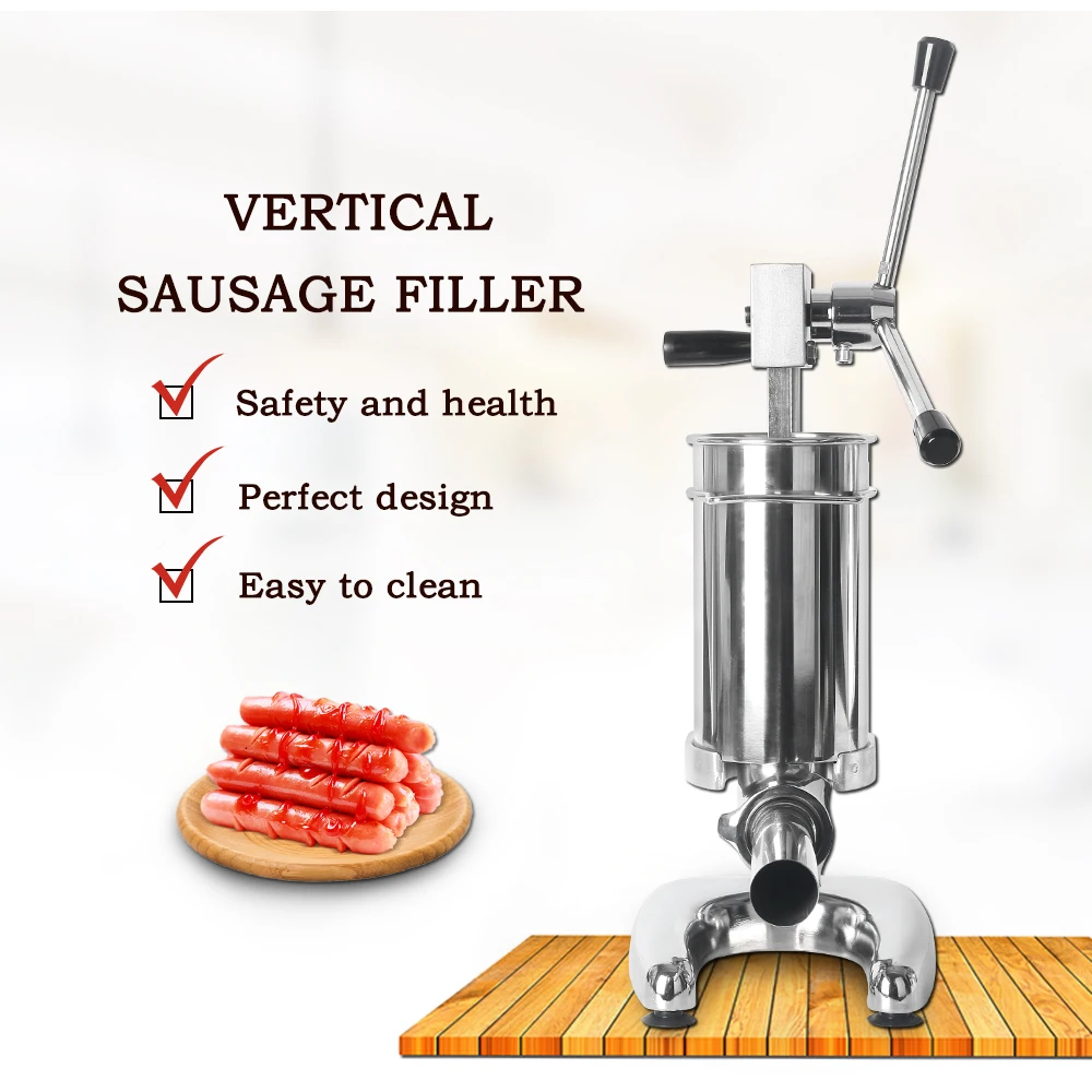 ITOP 2L Sausage Stuffer Stainless Steel Meat Filling Machine Kitchen Food Processors Manual Sausage Filler With 4 Size Funnels