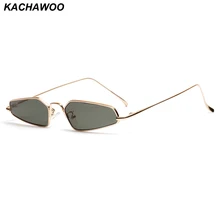 Kachawoo, Ретро стиль, кошачий глаз, солнцезащитные очки для женщин,, полигон, тонкие металлические мужские солнцезащитные очки, маленькие аксессуары, летние, черные, зеленые, оранжевые
