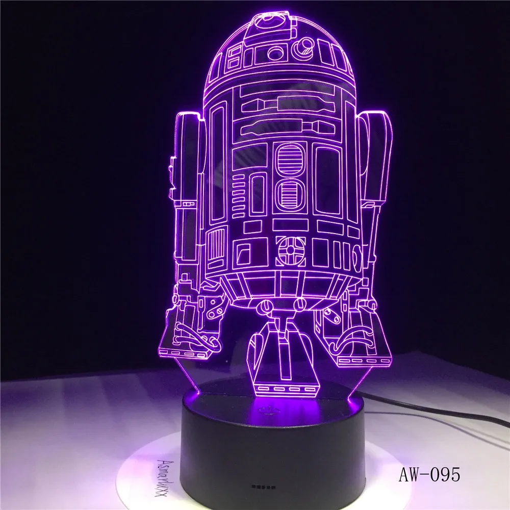 3D светодиодный ночник военный корабль из Звездных войн R2D2 украшение для дома