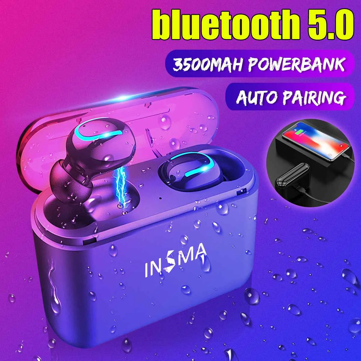 

VFM-1 Mini bluetooth 5.0 Earphones Headset TWS Wireless Stereo Sports Earbuds With Mic Charging Box 3500mAh Power Bank