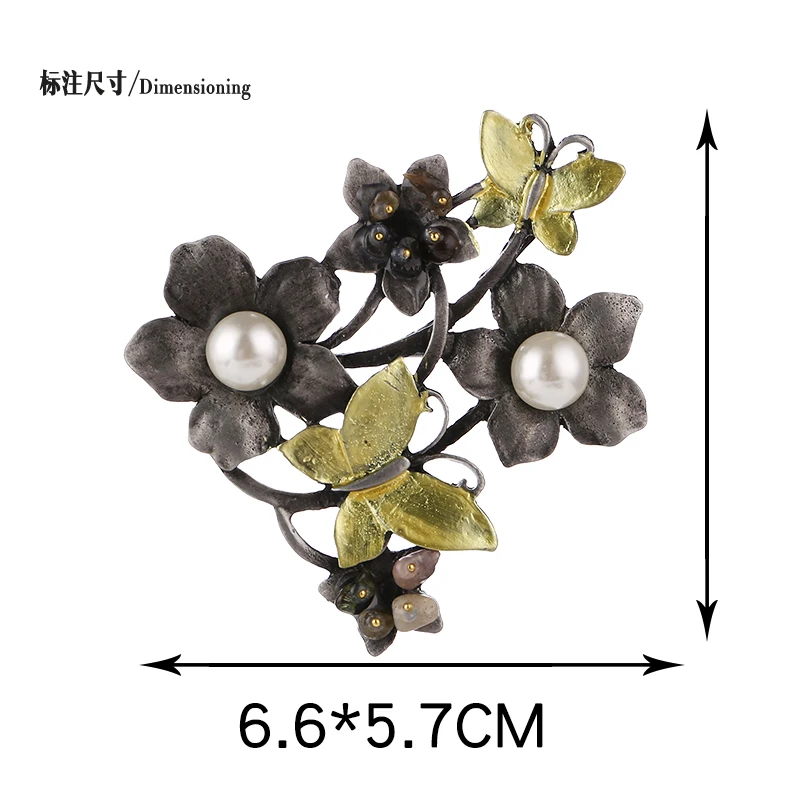 Ретро Бабочка Насекомое брошь булавки и броши для женщин растение брошь в виде цветка, с жемчугом цветок ветка булавки шарф аксессуары