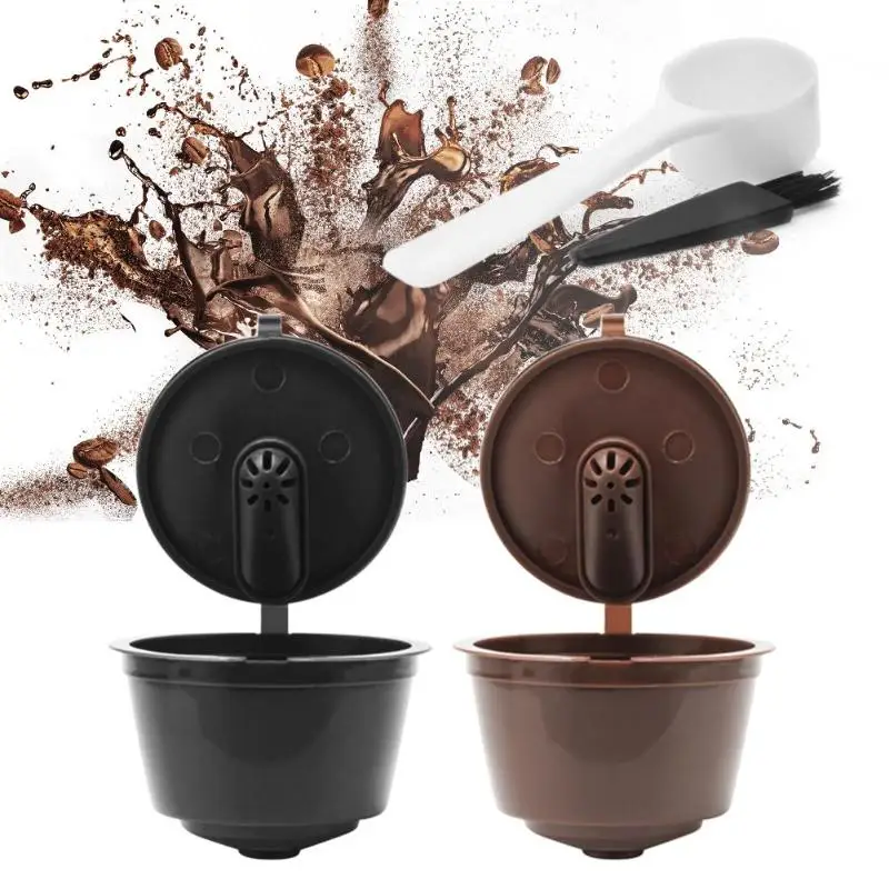 

2/3PCS Reusable Nescafe Dolce Gusto Coffee Capsule Filter Cup Refillable Caps Spoon Brush Filter Baskets Pod Dropshipping
