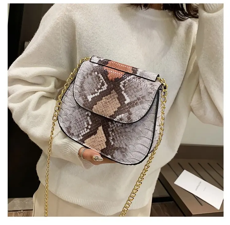 Crossbody حقيبة للنساء الأزياء الأفعى الجلد بو الجلود حقائب كتف الإناث سلسلة حقيبة ساعي النساء حقيبة يد حزب يوم براثن