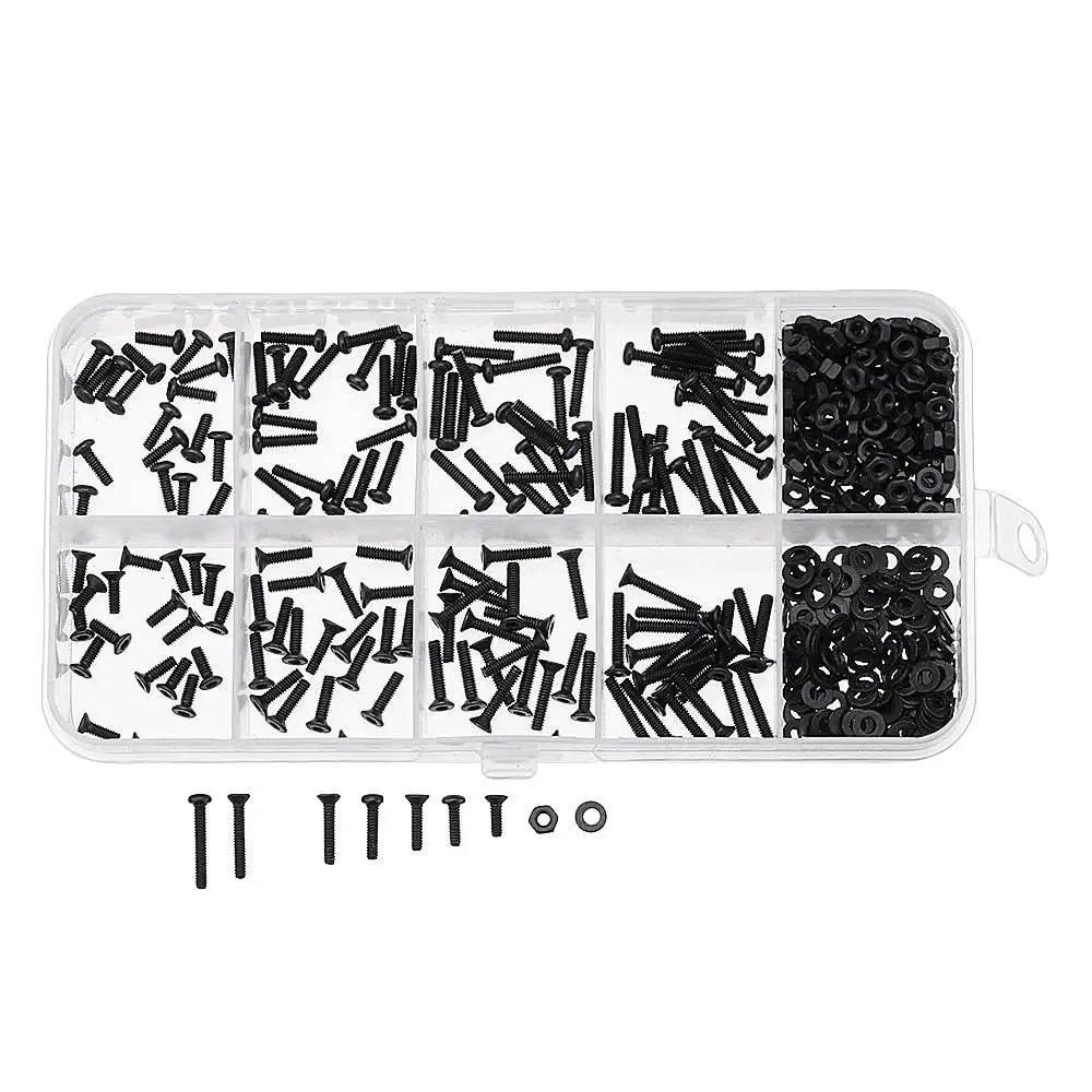 Suleve M2CH4 480Pcs M2 Hex Socket Button&ampFlat Head Screw Carbon Steel Bolt Nut Assortment | Обустройство дома