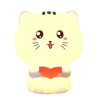 

Creative Cute Cat Led Children Kids Baby Night Light Lamp Multicolor Silicone Soft Nursery Sensitive Tap Control Bedside Lamp