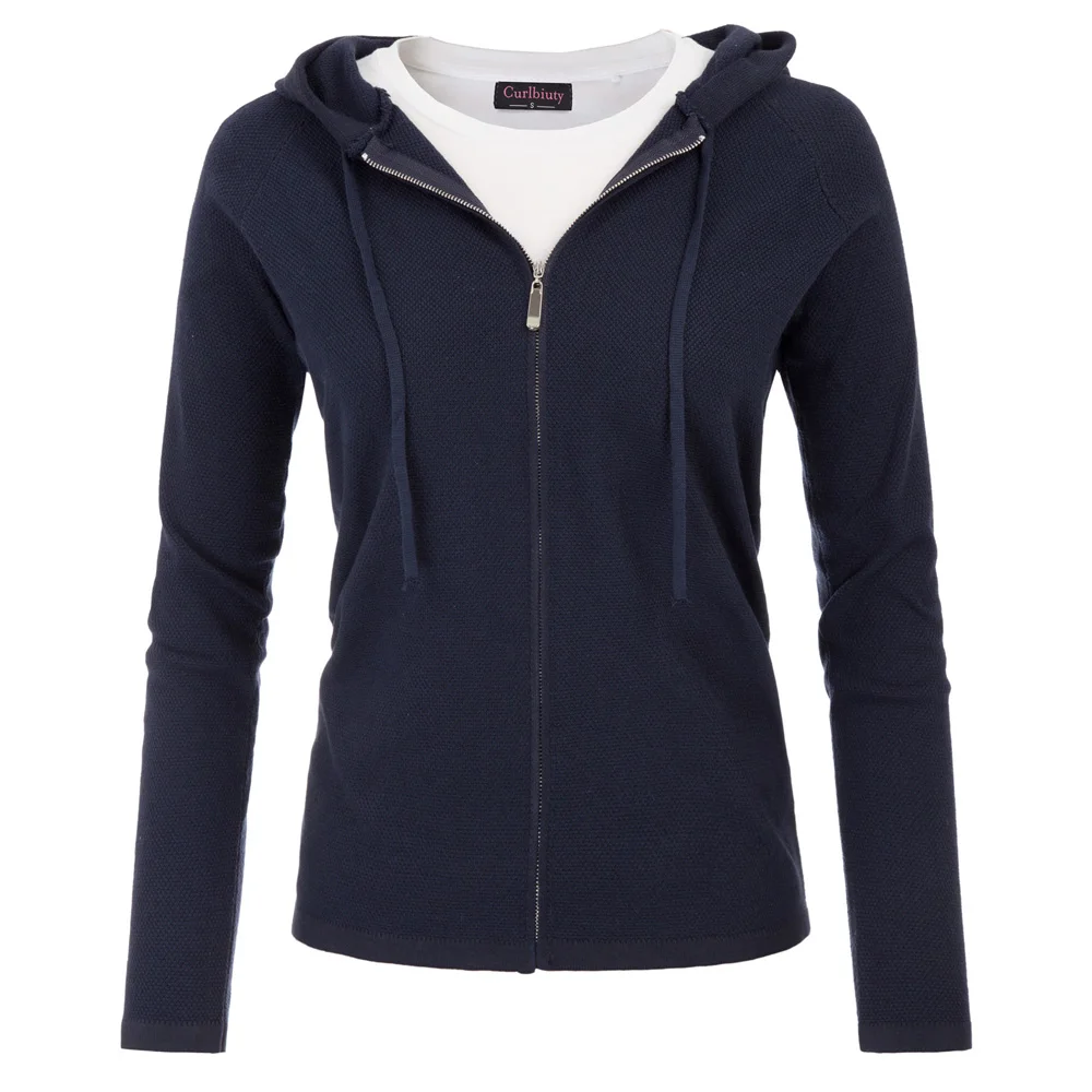 

New 2018 Autumn coats Women Sweater Spring 2018 Casual Long Sleeve Zip-up Hooded tops Knitwear Cardigan Knitting Coat ladies