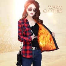 Lossky Women Winter Flannel Blouse Thick Keep Warm Velvet Cotton Plaid Shirt Casual Long Sleeve Shirts Plus Size Femininas Tops : image Lossky Women Winter Flannel Blouse Thick Keep Warm Velvet Cotton Plaid Shirt Casual Long Sleeve Shirts Plus Size Femininas Tops