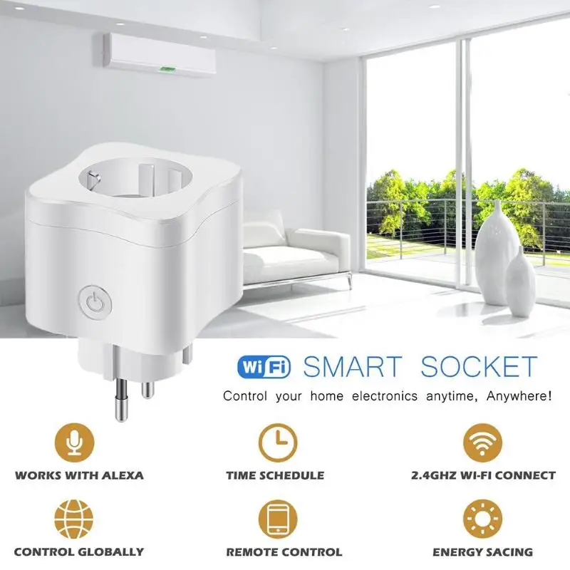 ALLOYSEED штепсельная вилка европейского стандарта WiFi умная розетка 100 240 В 10A умный