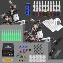 Начинающий татуировки комплект поставки оборудования катушки пулеметы 20 цвет игла для чернил мощность Совет сцепление